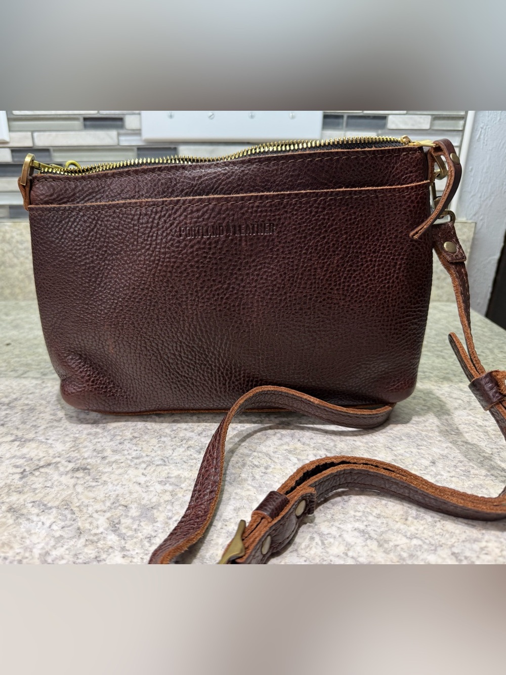 Portland Leather Coldbrew small poppy Crossbody Bag